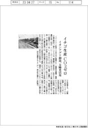 イオンアグリ創造、イチゴ生産でCO2ゼロ 太陽光活用