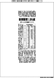10月の新車販売1・8%減 4カ月連続マイナス