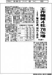 工作機械4社、7月受注78%増 輸出好調、国内も伸長 本社調べ