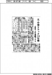 大・中型トラックの上期販売、1.9%増 4年連続プラス