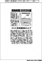 黒物家電の国内出荷、8月13%減 映像機器振るわず JEITA調べ、