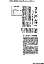 4-6月期GDP、年1・1%増 3期連続プラスも内需は振るわず