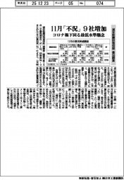 浦安鉄鋼団地協組の景況調査 11月「不況」9社増加