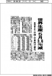 乗用車8社の5月世界生産、3.6%減 中国・中東向け悪化