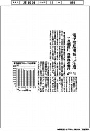 7月の電子部品出荷1・5%増4045億円、受動部品伸び JEITA調べ