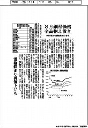東鉄、8月鋼材価格を全品据え置き 確実な価格転嫁目指す
