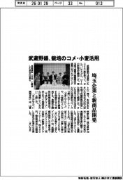 武蔵野銀、栽培のコメ・小麦活用 埼玉企業と新商品開発