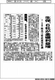 生保の4―9月期、6社が基礎利益増 株高で資産運用好調