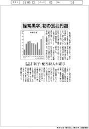 経常黒字 初の30兆円超え 昨年度の国際収支 利子・配当収入が寄与