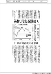 為替、円安基調続く 一時143円半ば