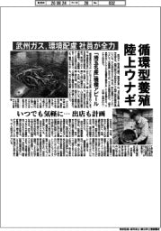 武州ガス、循環型養殖で陸上ウナギ 環境配慮 社員が全力