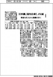 9月末のH形鋼国内在庫、2.4%減 慎重な仕入れも稼働日多く