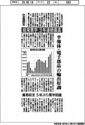 昨年度国際収支、経常黒字3年連続最高 半導体・電子部品の輸出好調
