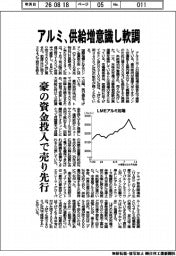 アルミの国際相場、供給増意識し軟調 豪の資金投入で売り先行