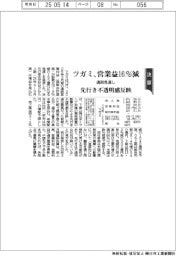 ツガミの通期見通し、営業益16%減 先行き不透明感反映