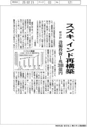 スズキ、新中計でインド再構築 設備投資1兆2000億円