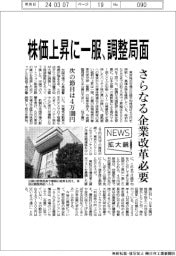 ニュース拡大鏡/株価上昇に一服、調整局面 さらなる企業改革必要
