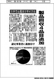 リチウム電池リサイクル 製品回収4品目追加