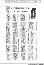 主要地区・洋紙/10月販売高5.3%減
