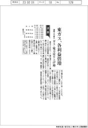 東ガス、各利益倍増 通期上方修正