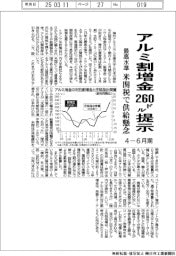 アルミ割増金、最高水準260ドル提示 4―6月期、米関税で供給懸念