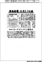 黒物家電の５月国内出荷、２・１％減　ＪＥＩＴA調べ