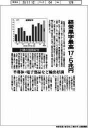 上期の国際収支、経常黒字最高１７・５兆円　半導体・電子部品など輸出好調