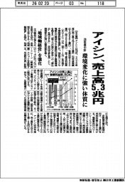 アイシンの28年度中計、売上高5・3兆円 環境変化に強い体質に