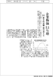 ２月の企業物価、０.６％増　歴史的高騰、節目迎える