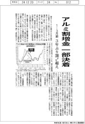 アルミ割増金、１―３月期一部決着　３年ぶり２００ドル超え