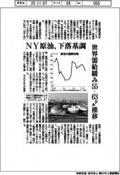 ＮＹ原油、下落基調　世界需給緩み５５ー６３ドル推移
