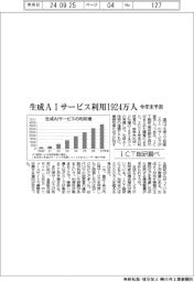 ＩＣＴ総研調べ　生成ＡＩサービス利用１９２４万人　今年末予測