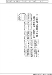 ３月の中小景況、２カ月ぶり減　原料高・人件費が圧迫　全国中央会まとめ