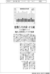 ５月の建機出荷、４％減　４カ月連続マイナス