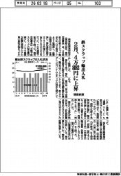 関東鉄源、鉄スクラップ輸出入札　２月、４万８０８３円に上昇