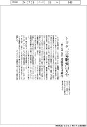 トヨタ、世界販売516万台 上期4%減、5年連続首位は維持