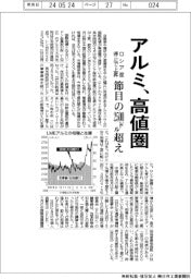 アルミ、高値圏　ロシア産停止で上昇　節目の２５００ドル超え