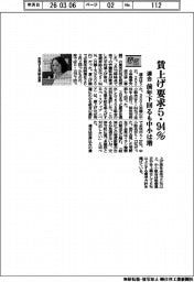 春闘／連合、賃上げ要求５・９４％　前年下回るも中小は増