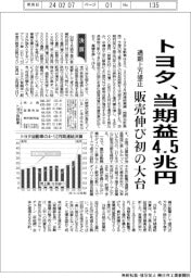 トヨタ、通期見通し上方修正 当期益4.5兆円