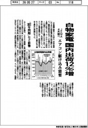 白物家電の国内出荷１２％増　エアコン駆け込み需要　ＪＥＭＡ４月調べ