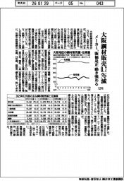 大阪鋼材６品種、１２月販売０．７％減　メーカー、価格是正の動き強める