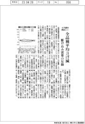 ４月鋼材需給ＤＩ、全品種平均３ポイント減　駆け込み需要の反動