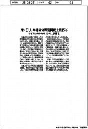 半導体分野別関税上限１５％に　米・ＥＵが共同声明　引き下げ条件・時期　日本に影響も
