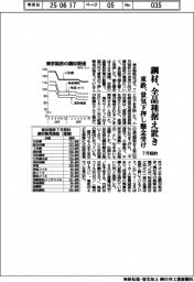 東鉄、鋼材の全品種据え置き　７月契約、景気下押し懸念受け