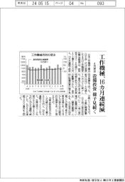 ４月の工作機械受注　１６カ月連続減　設備投資様子見続く