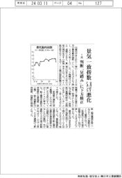 １月の景気一致指数５・８ポイント悪化　判断「足踏み」に下方修正