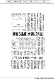 鋼材6品種、大阪6・7%減 5月販売調査 先行手配終わり商い低調