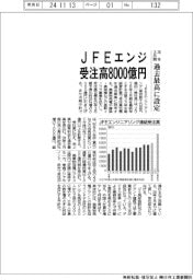 ＪＦＥエンジ、２８年３月期の受注高８０００億円　過去最高に設定