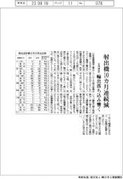 射出機、８月受注１０カ月連続現