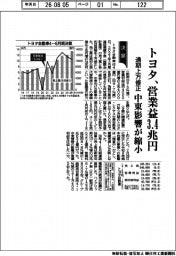 トヨタ、通期上方修正　営業益３.４兆円　中東影響が縮小